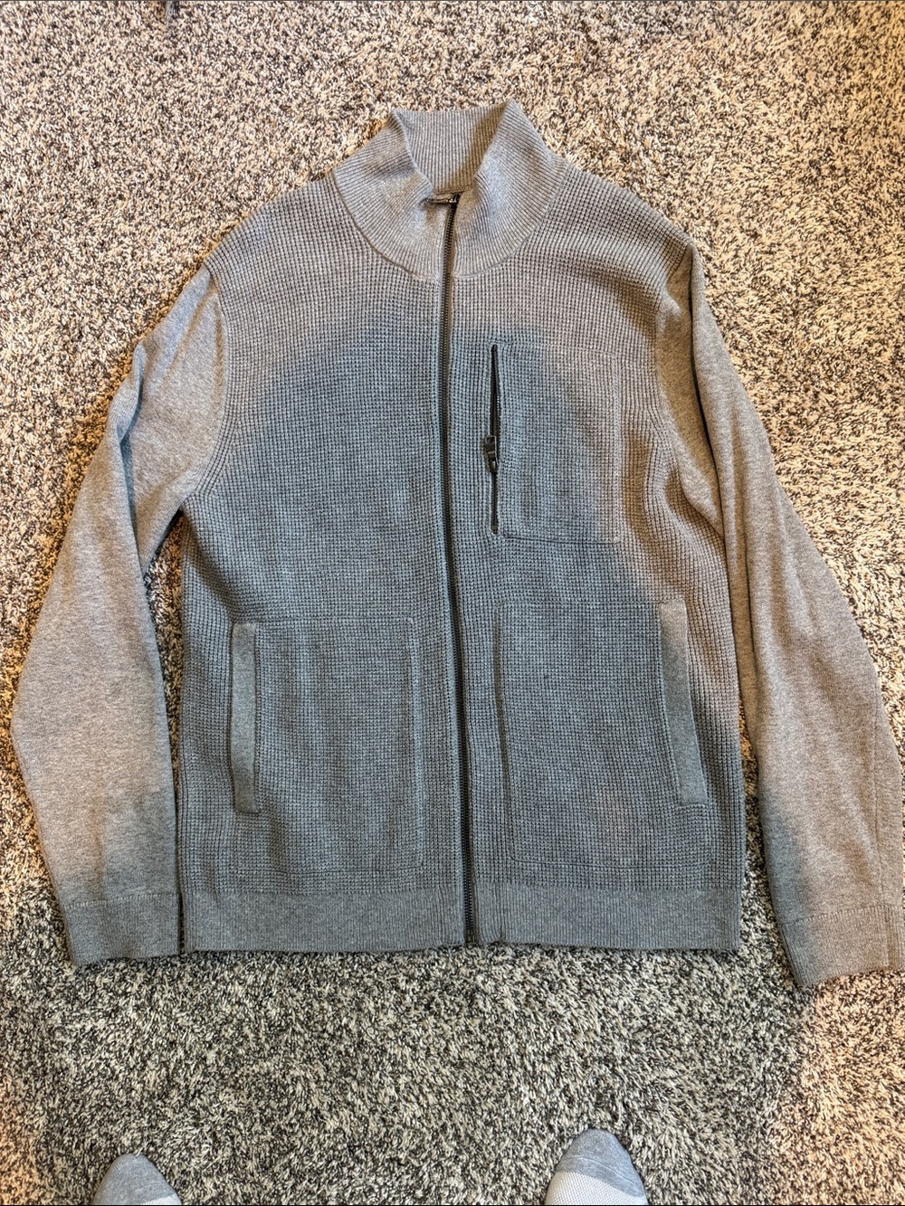 Banana Republic Men's Zip-Up Sweater Jacket in Light Gray